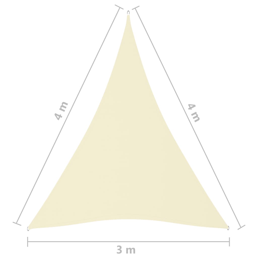 vidaXL Tieniaca plachta, oxford, trojuholníková 3x4x4 m, krémová