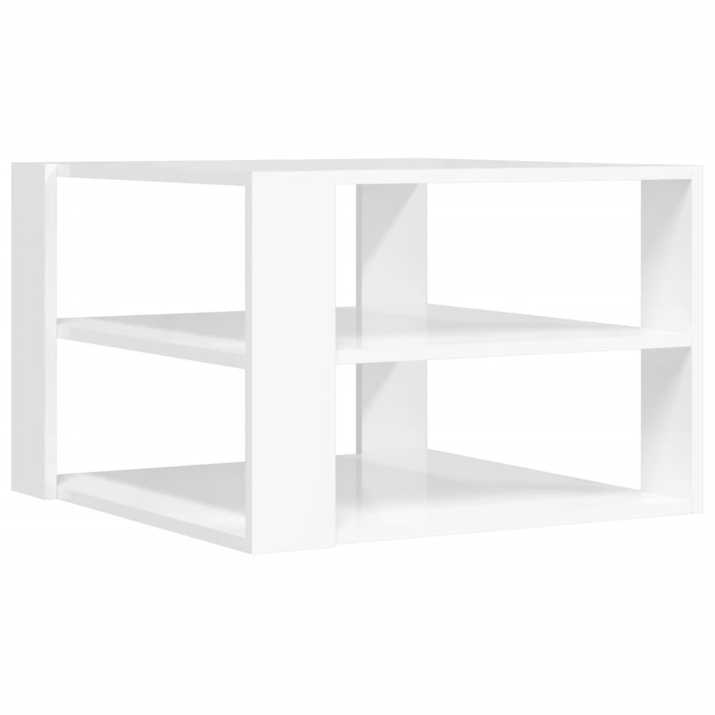 vidaXL Konferenčný stolík lesklý biely 59,5x59,5x40cm kompozitné drevo