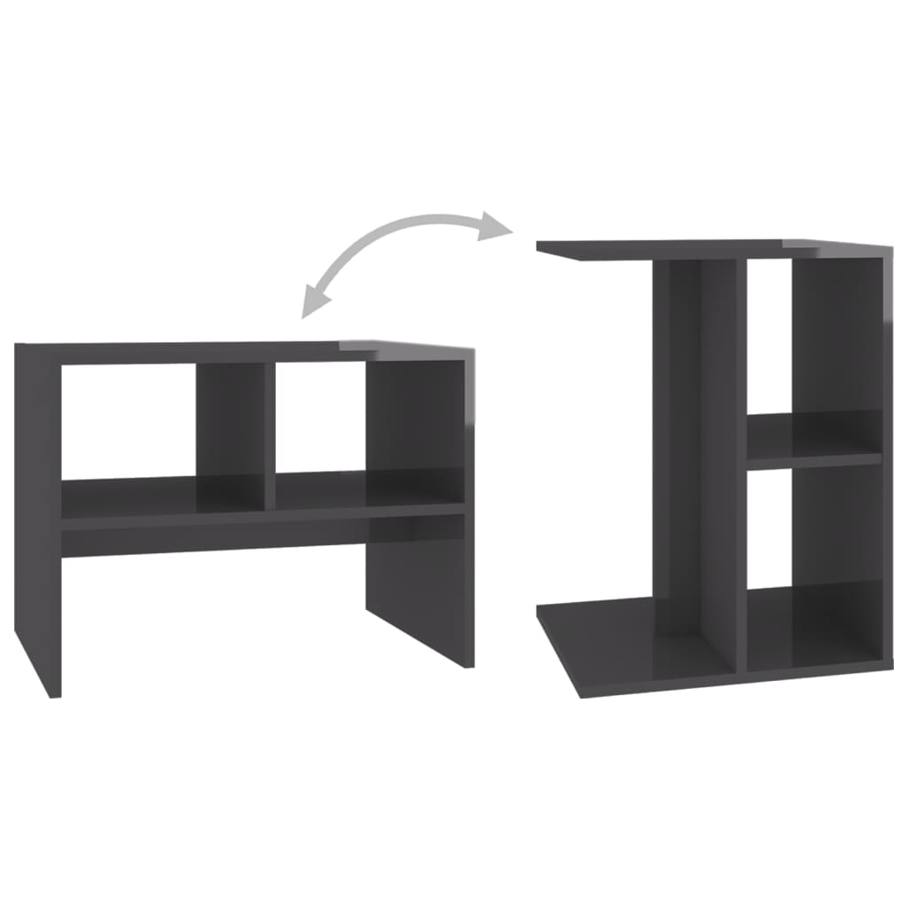 vidaXL Príručný stolík lesklý sivý 60x40x45 cm drevotrieska