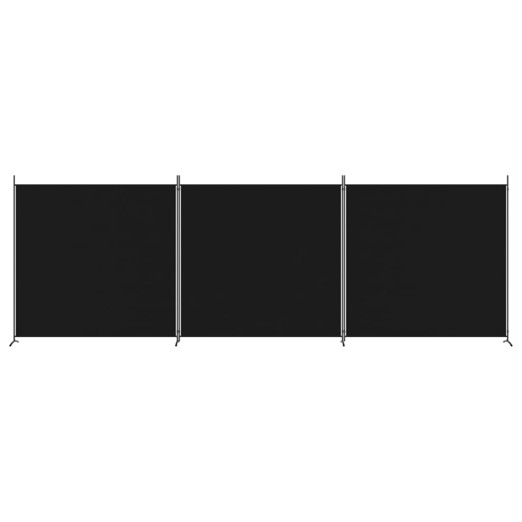 vidaXL 3-panelový paraván čierny 525x180 cm látkový