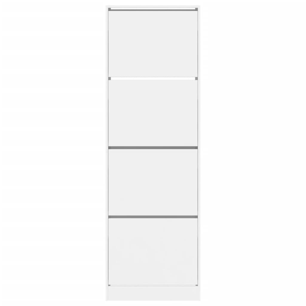 vidaXL Botník so 4 výklopnými zásuvkami biely 60x34x187,5 cm