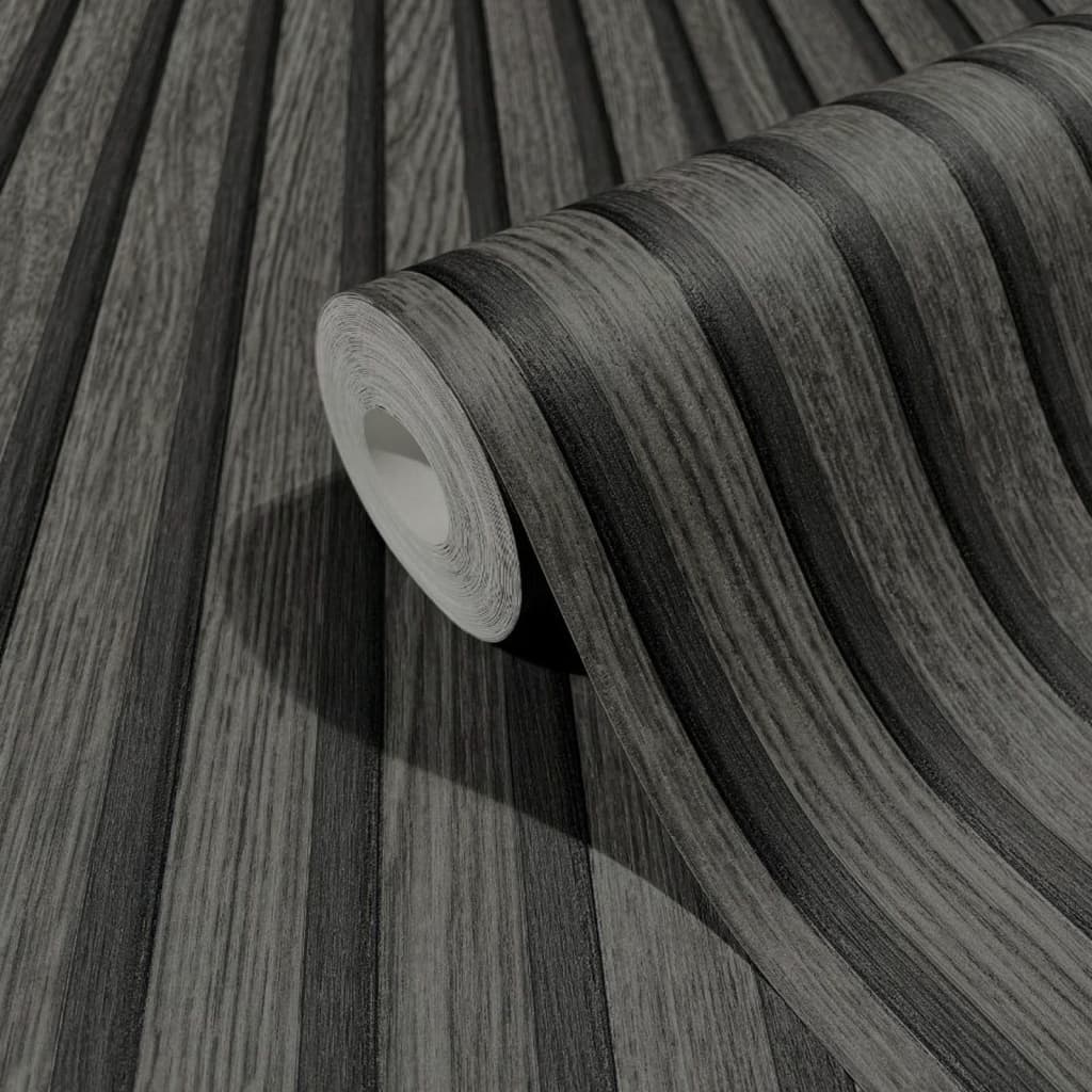 Noordwand Tapeta Botanica Wooden Slats čierna a sivá