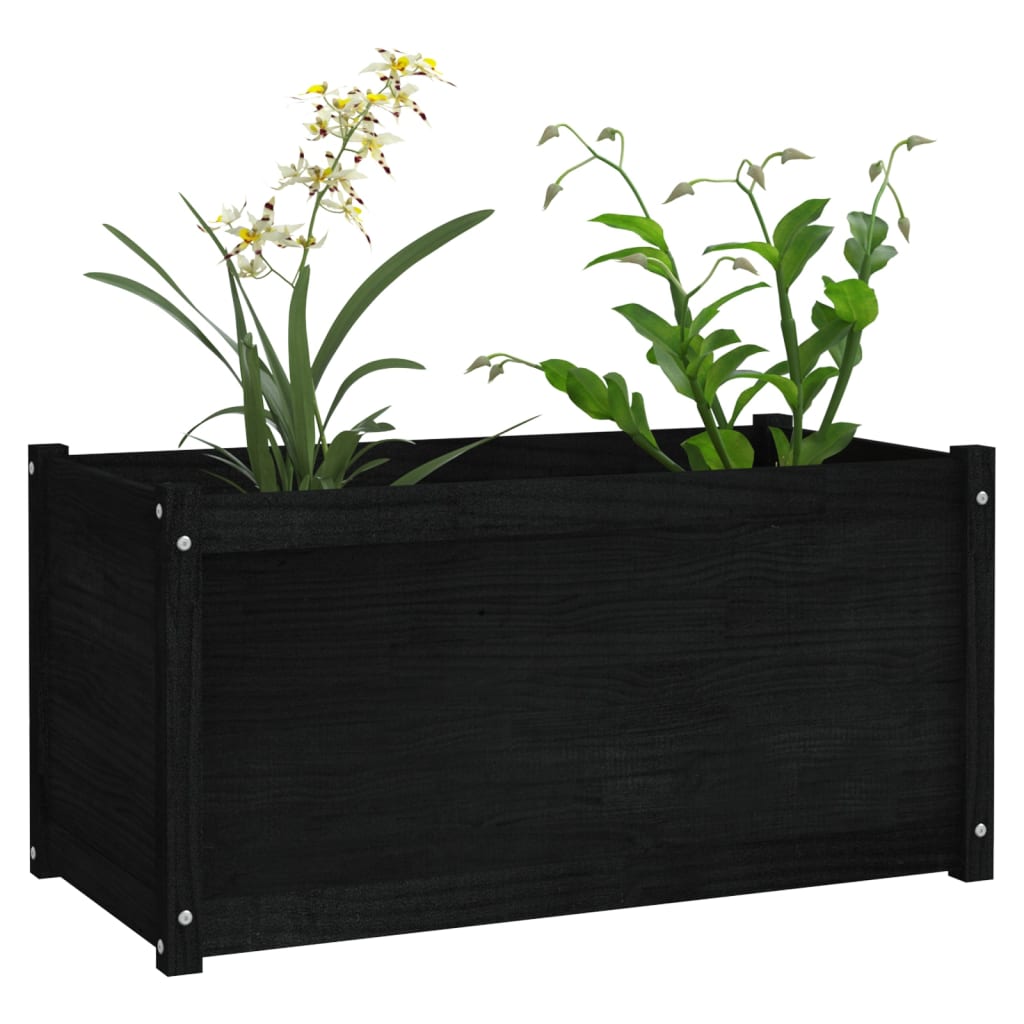 vidaXL Záhradný kvetináč čierny 100x50x50 cm masívna borovica