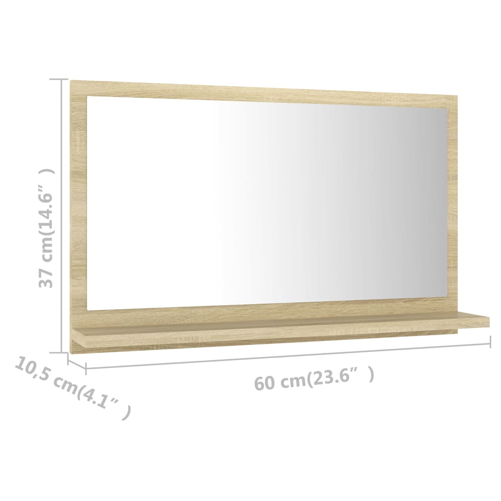 vidaXL Kúpeľňové zrkadlo, dub sonoma 60x10,5x37 cm, kompozitné drevo