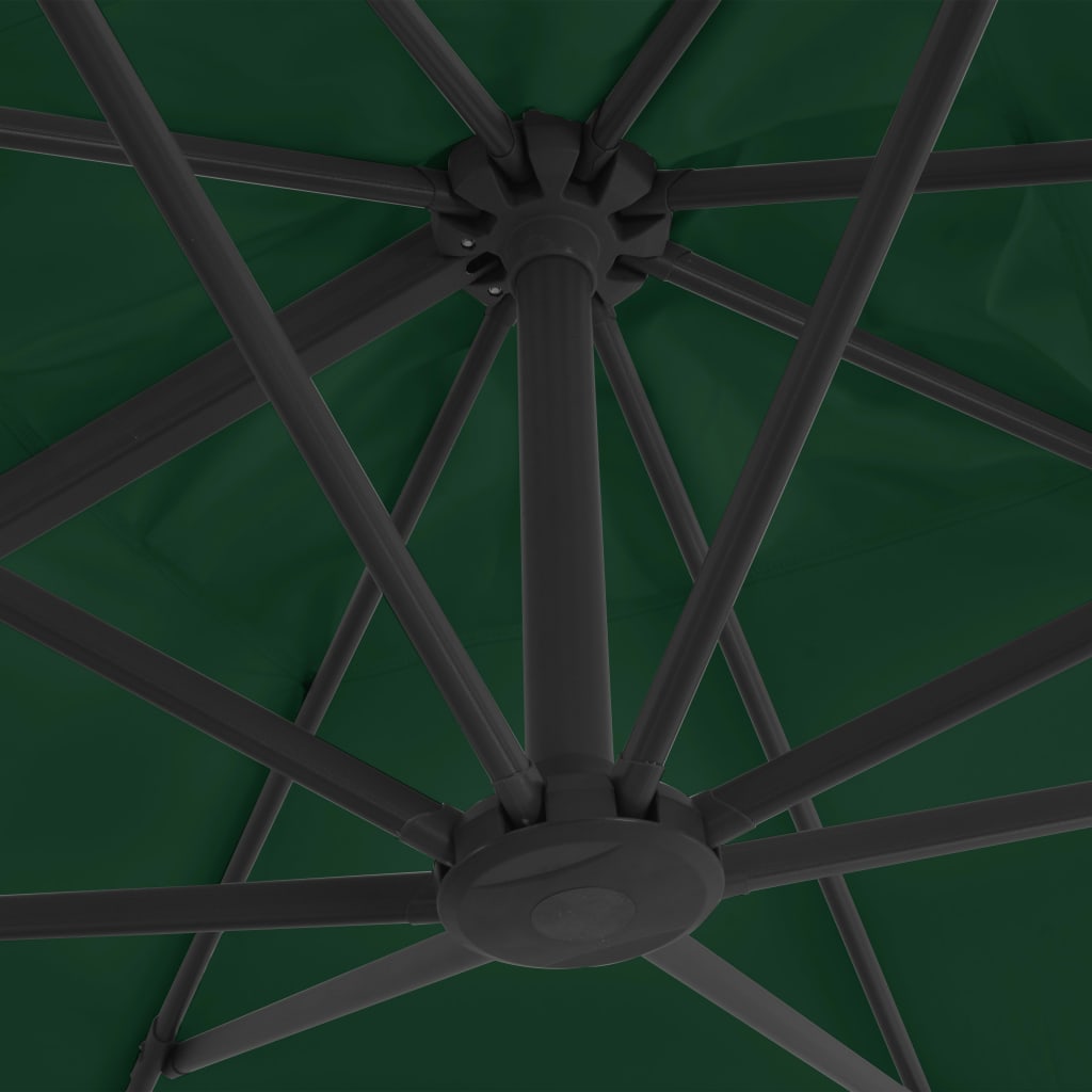 vidaXL Závesný slnečník s hliníkovou tyčou 400x300 cm zelený