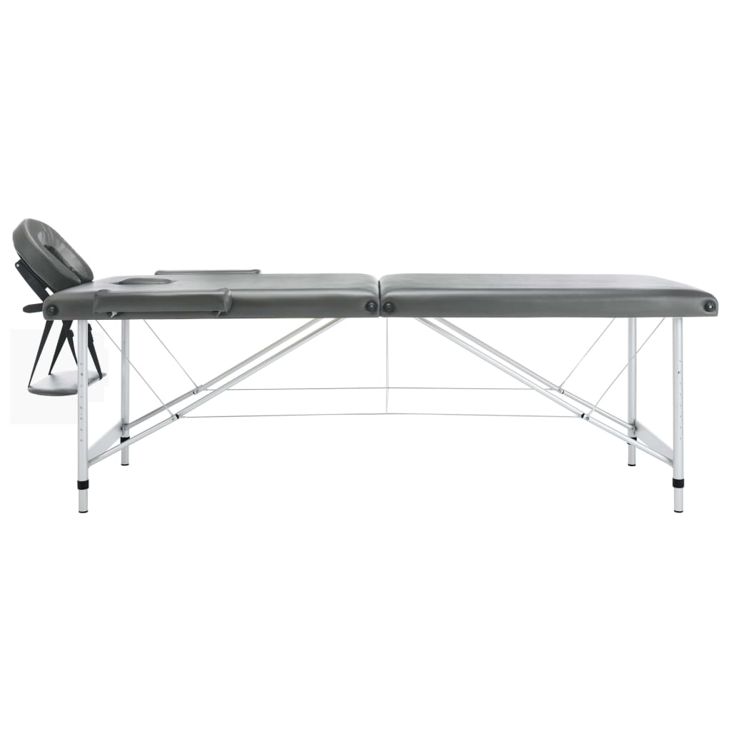 vidaXL Masážny stôl, 2 zóny, hliníkový rám, antracitový 186x68 cm