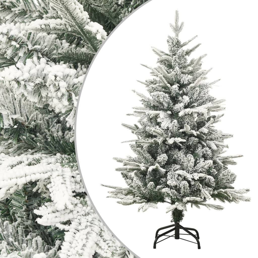 vidaXL Umelý vianočný stromček s LED, sadou gúľ a snehom 120cm PVC+PE