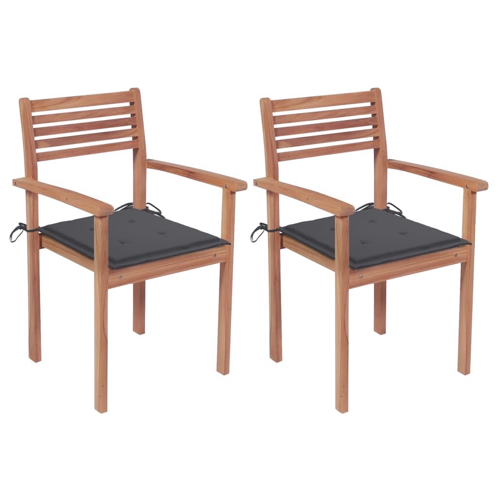 vidaXL Záhradné stoličky 2 ks s antracitovými podložkami tíkový masív