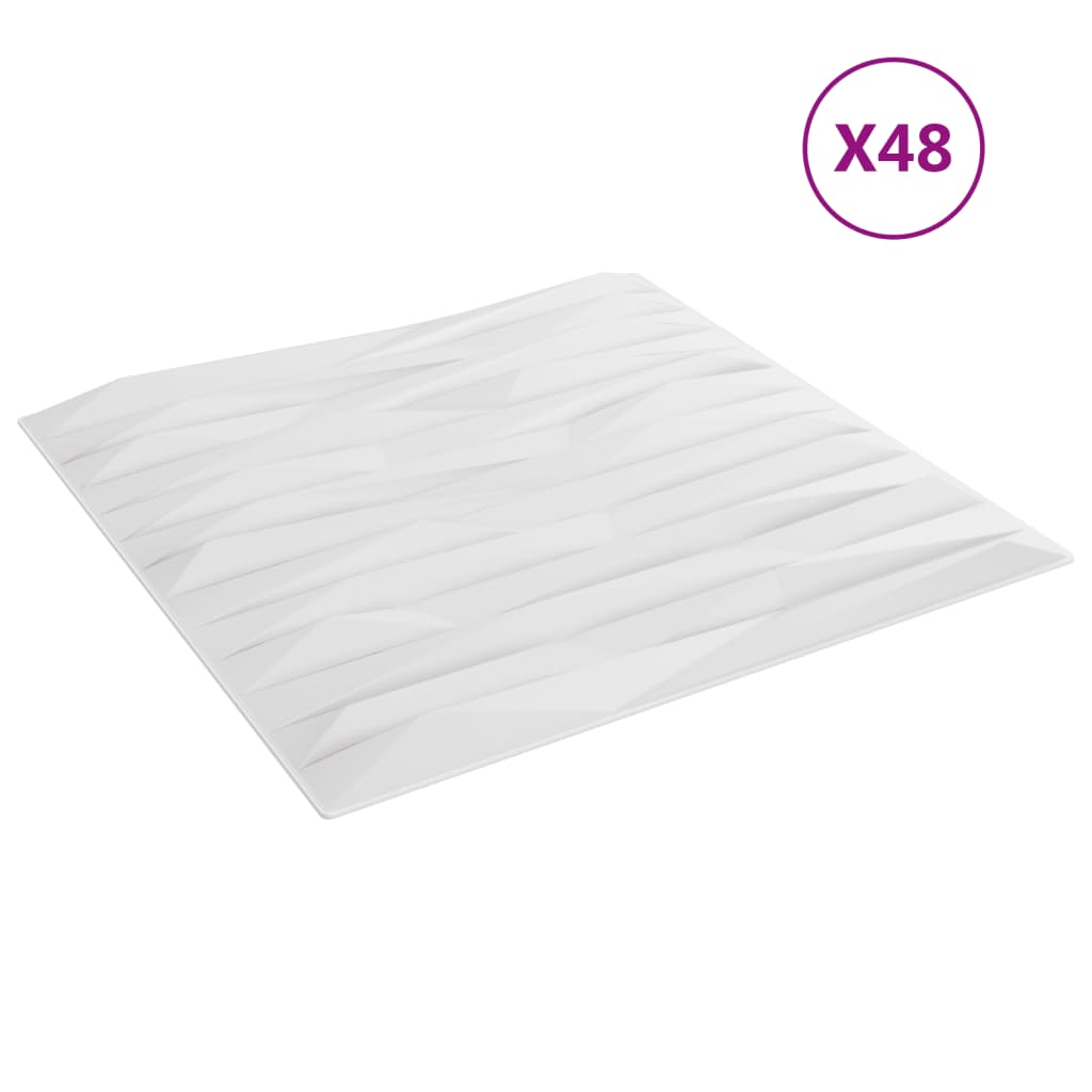 vidaXL Nástenné panely 48 ks, biele 50x50 cm, XPS 12 m² kameň