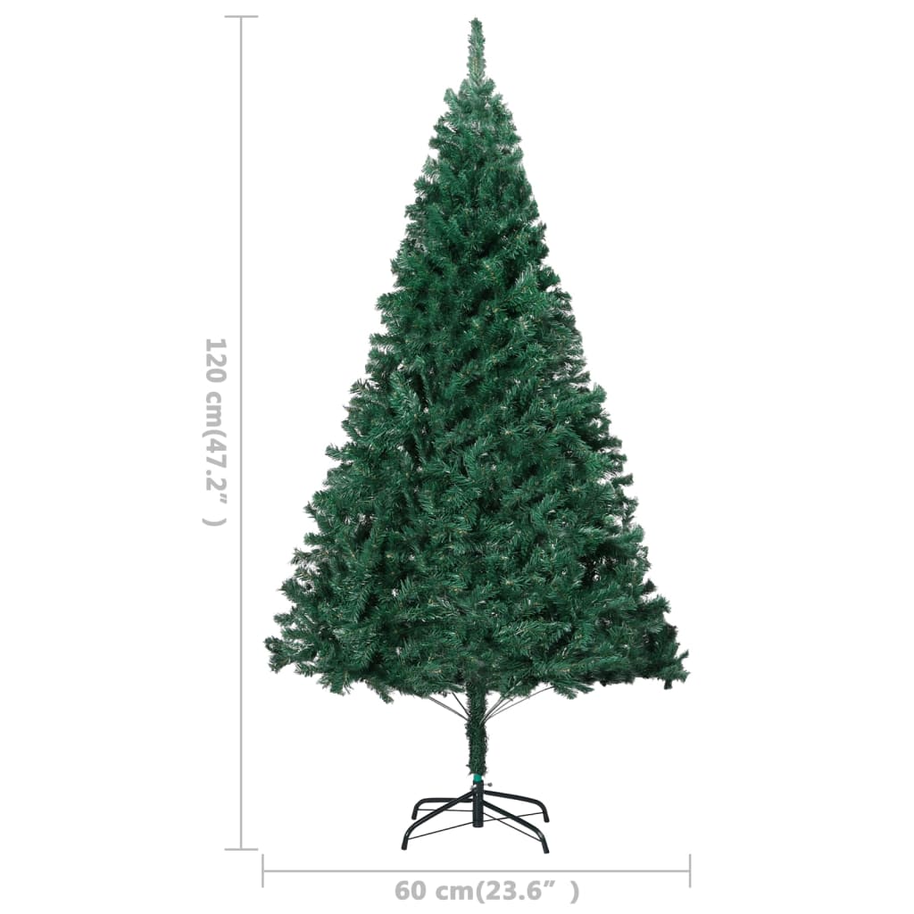 vidaXL Osvetlený umelý vianočný stromček, husté ihličie, zelený 120 cm