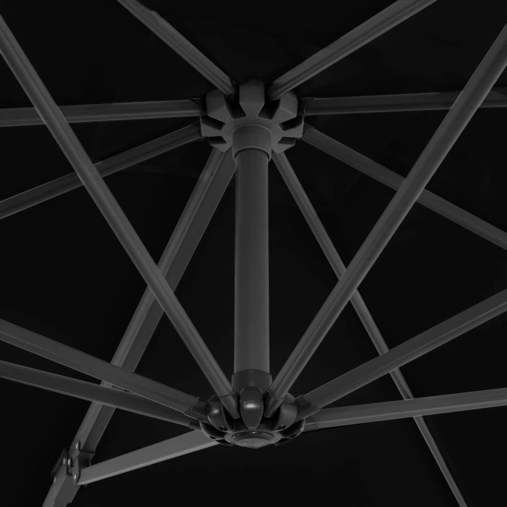 vidaXL Závesný slnečník s hliníkovou tyčou čierny 250x250 cm