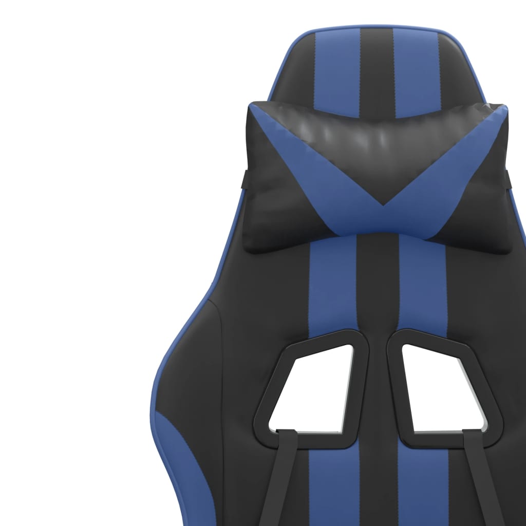 vidaXL Otočná herná stolička s podnožkou čierna a modrá umelá koža