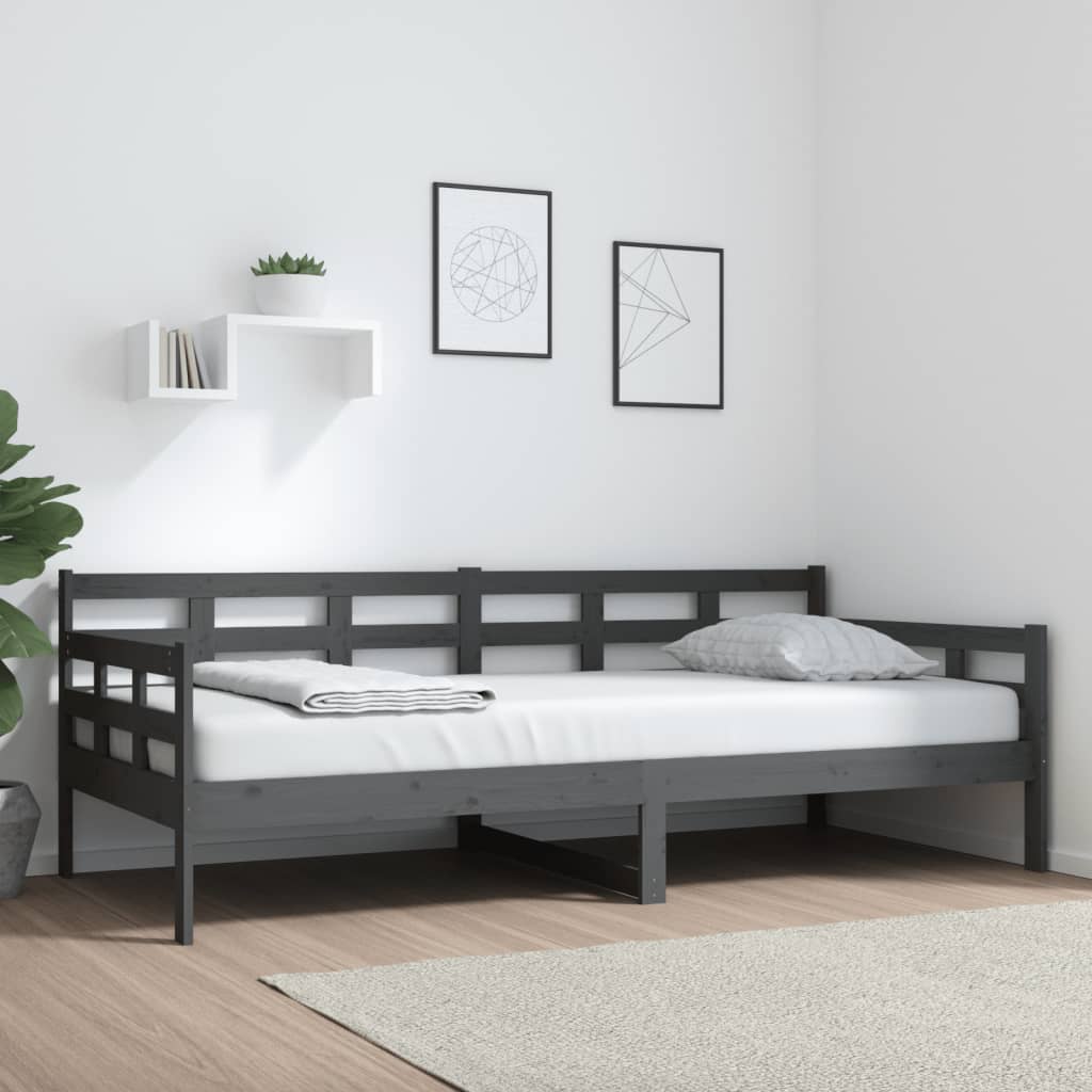 vidaXL Denná posteľ sivá masívna borovica 90x200 cm