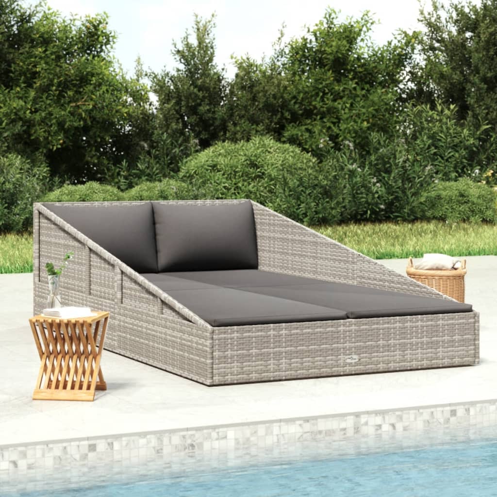 vidaXL Záhradná posteľ sivá 110x200 cm polyratan