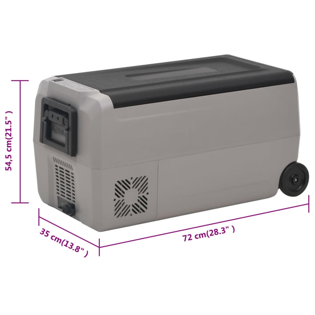 vidaXL Chladiaci box s kolieskom a adaptérom čierno-sivý 60 l PP a PE