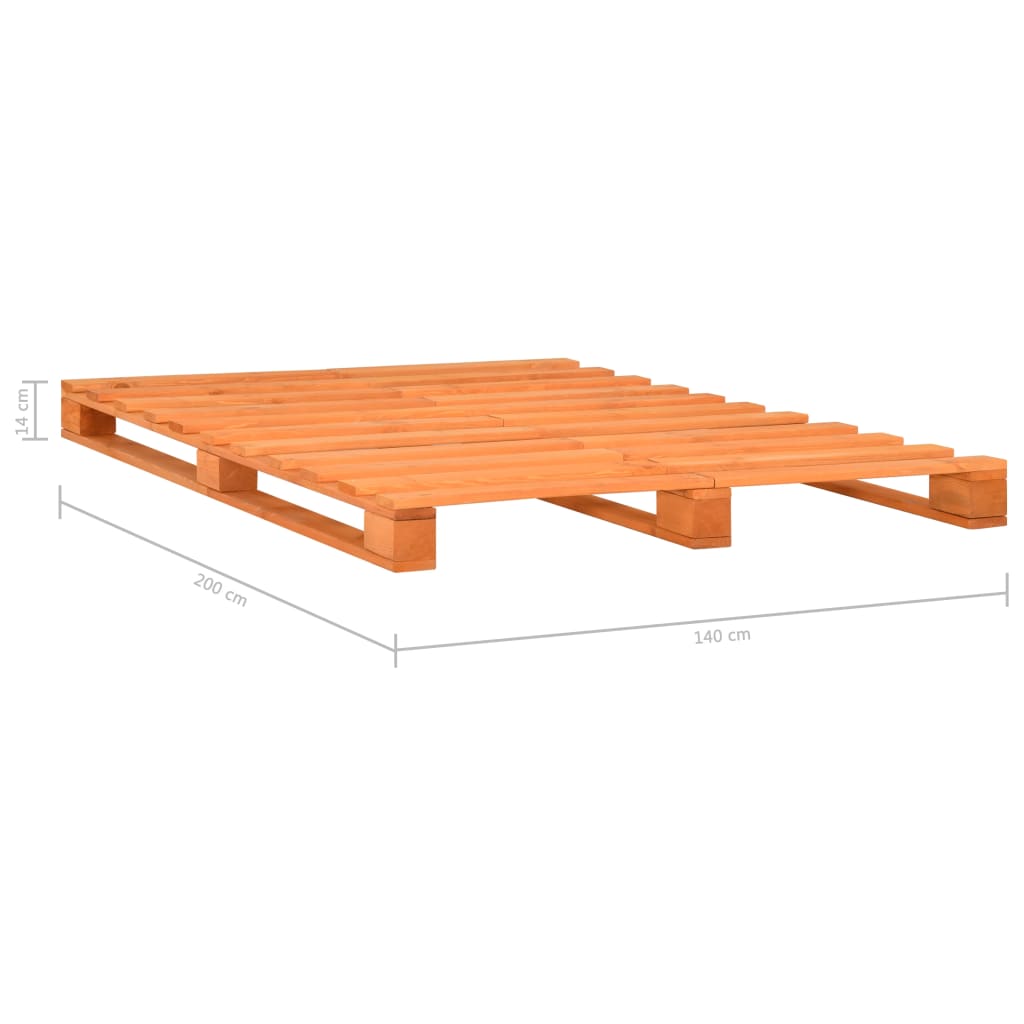vidaXL Paletový posteľný rám, hnedý, borovicový masív 140x200 cm