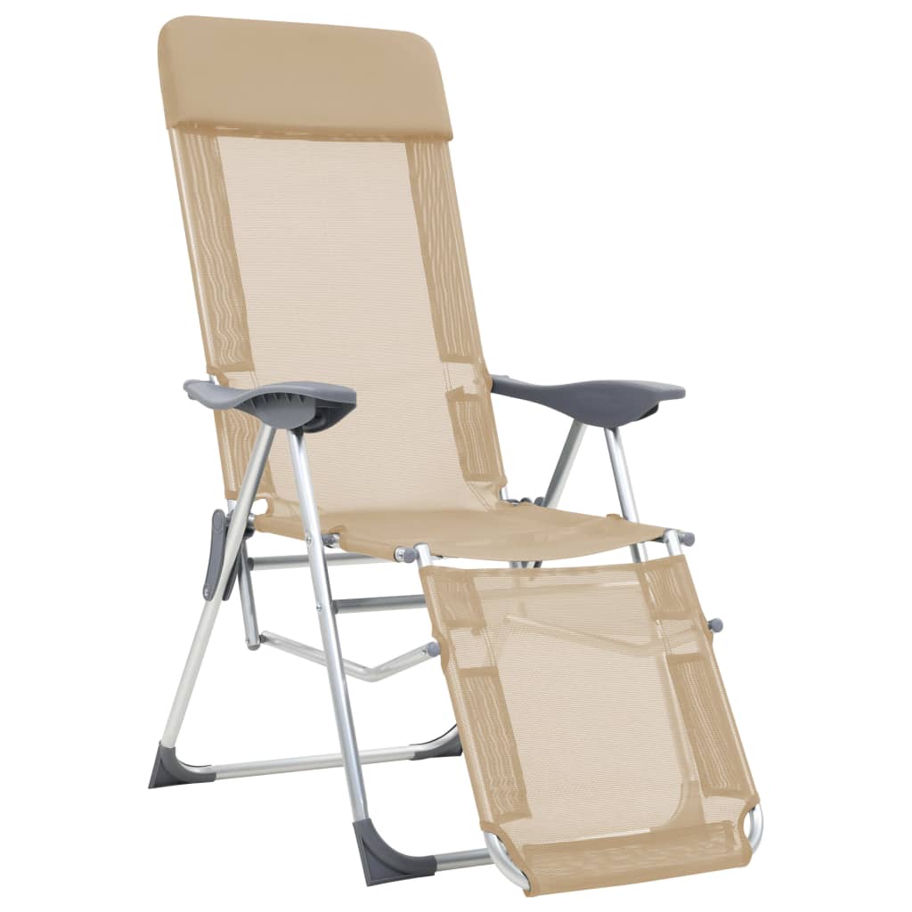 vidaXL Skladacie kempingové stoličky s podnožkami 2ks krémové textilén