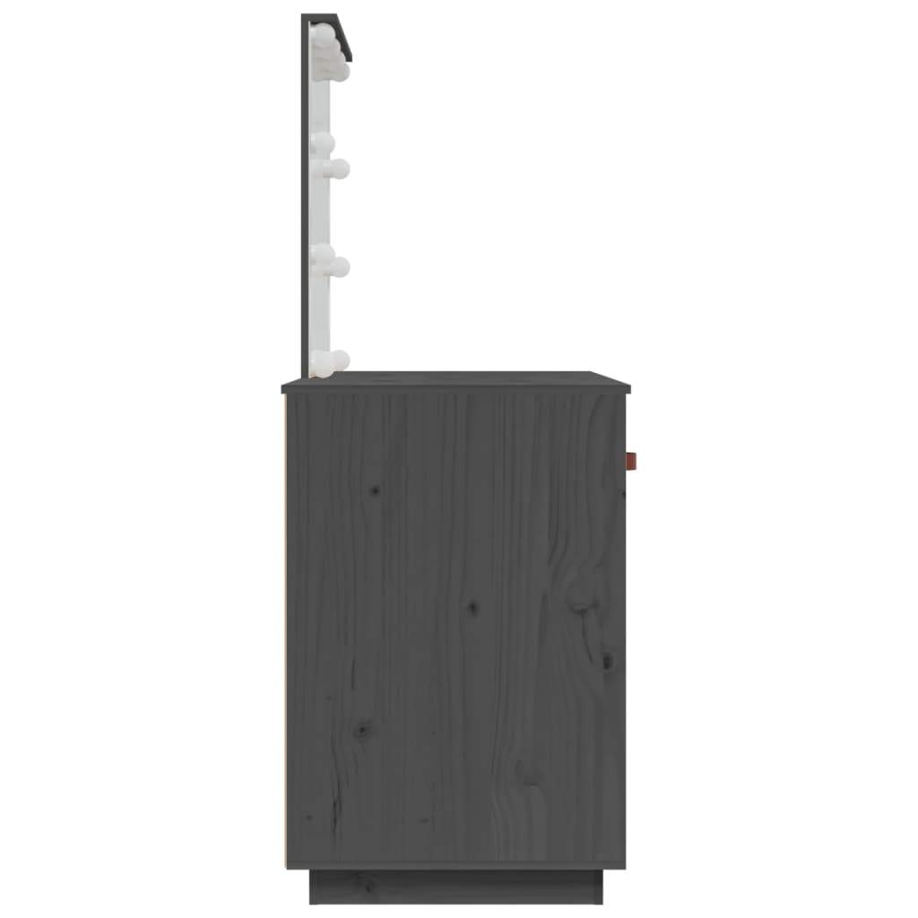 vidaXL Toaletný stolík s LED sivý 95x50x133,5 cm borovicový masív