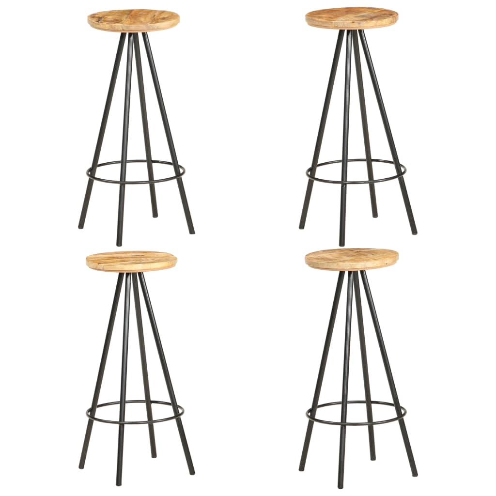 vidaXL Barové stoličky 4 ks surové mangovníkové drevo