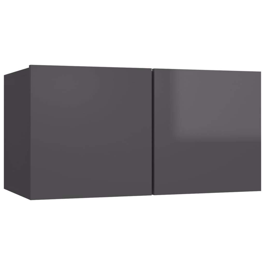 vidaXL 4-dielna súprava TV skriniek lesklá sivá drevotrieska