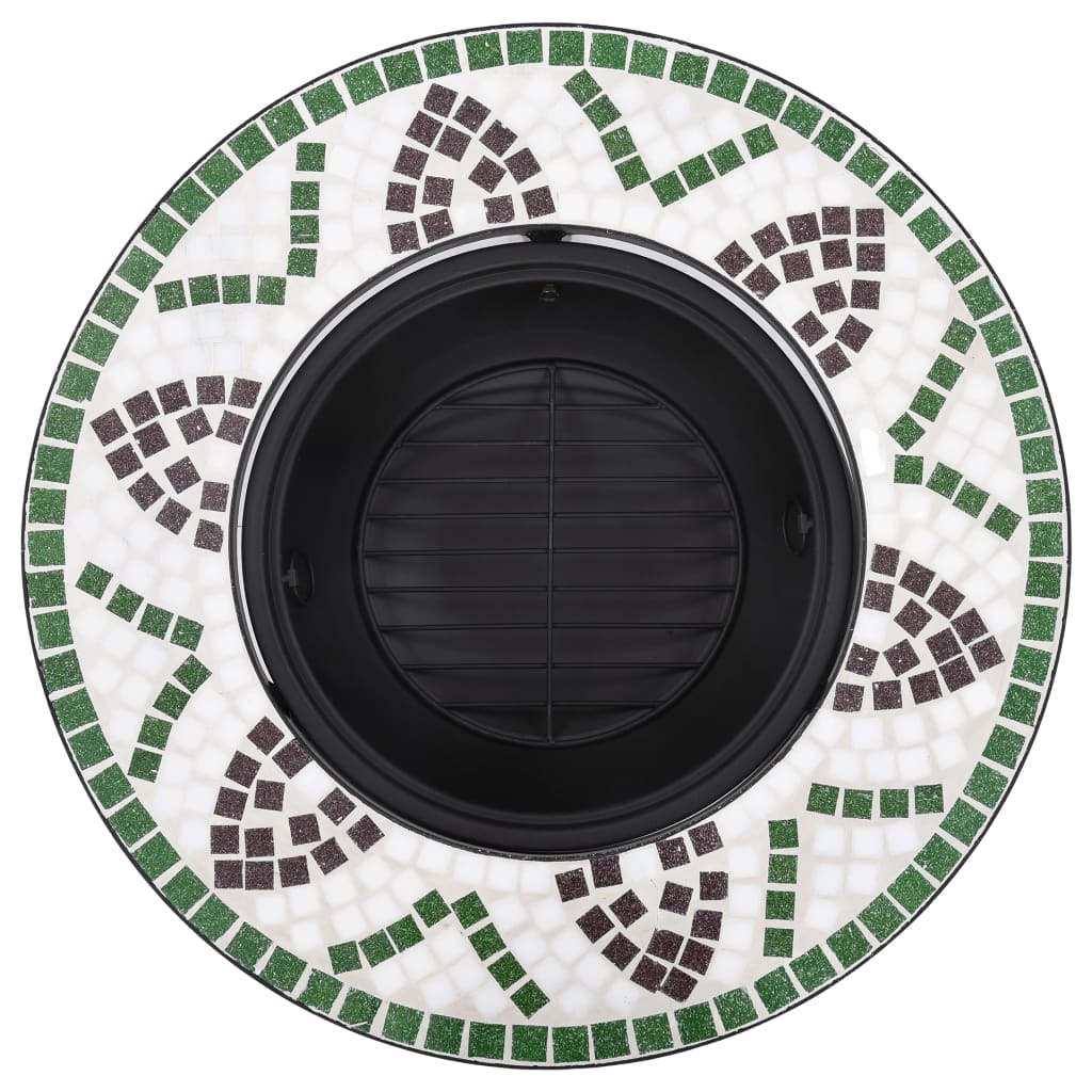 vidaXL Mozaikové ohnisko, zelené 68 cm, keramika