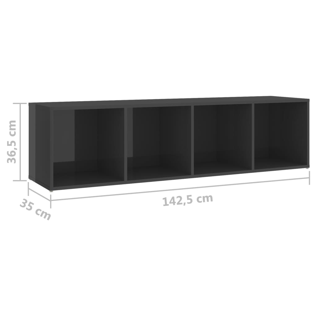 vidaXL TV skrinky 2 ks lesklé sivé 142,5x35x36,5 cm drevotrieska