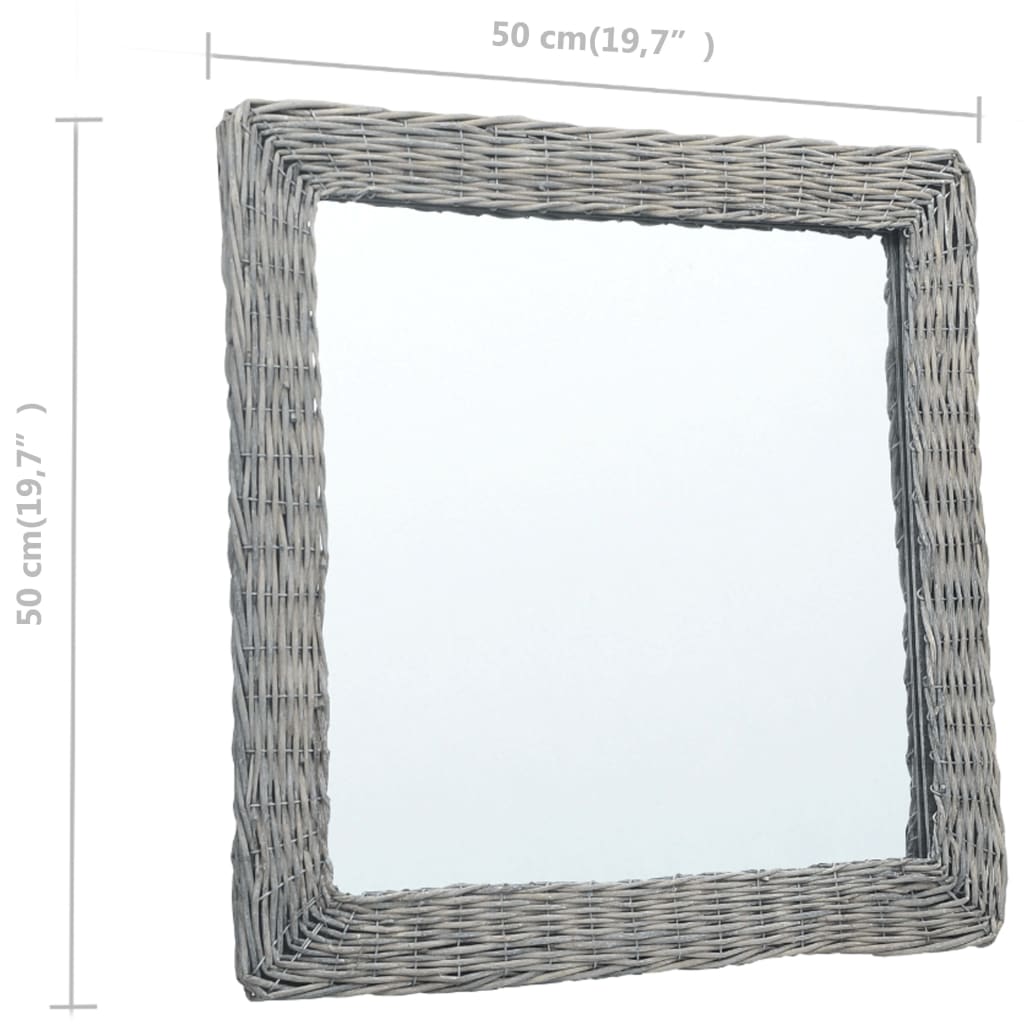 vidaXL Zrkadlo 50x50 cm, prútie