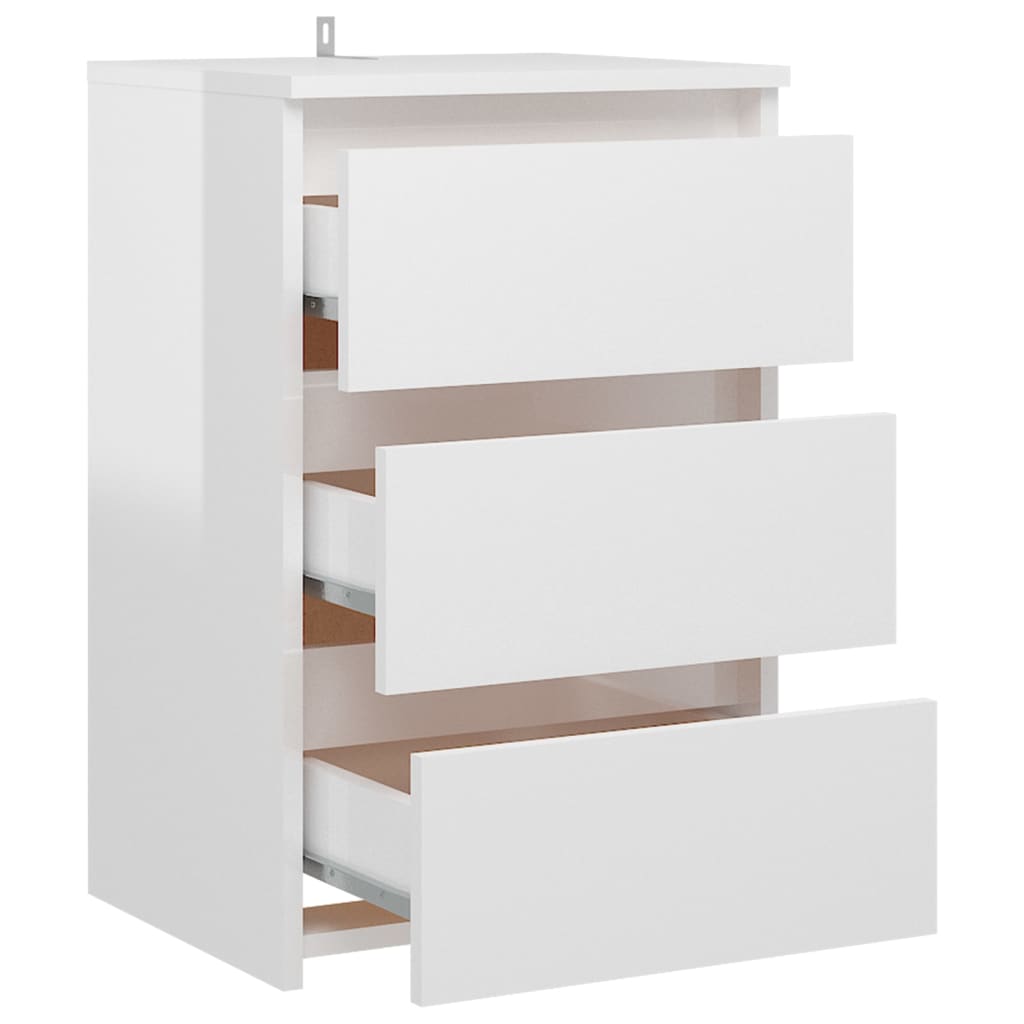 vidaXL Nočné stolíky 2 ks, lesklé biele 40x35x62,5cm, kompozitné drevo