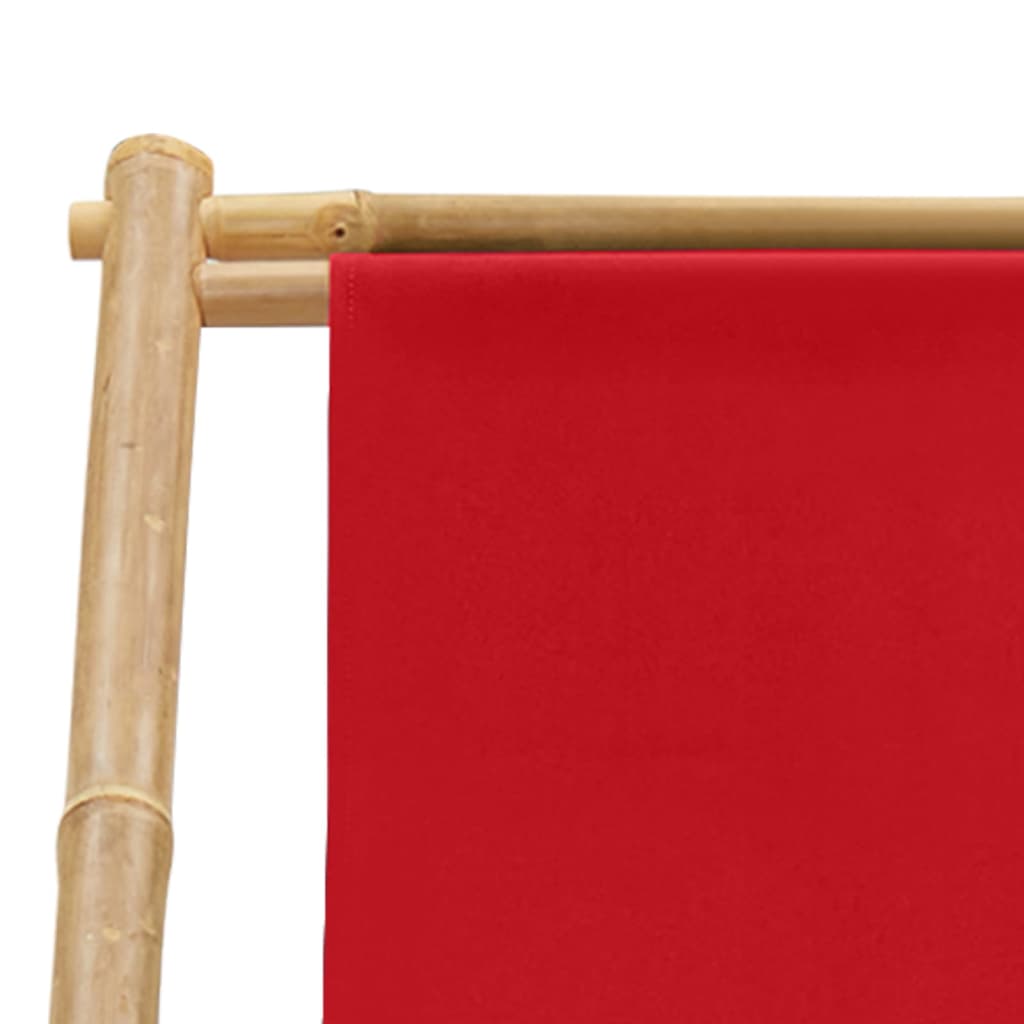 vidaXL Kreslo na terasu červené bambus a plátno