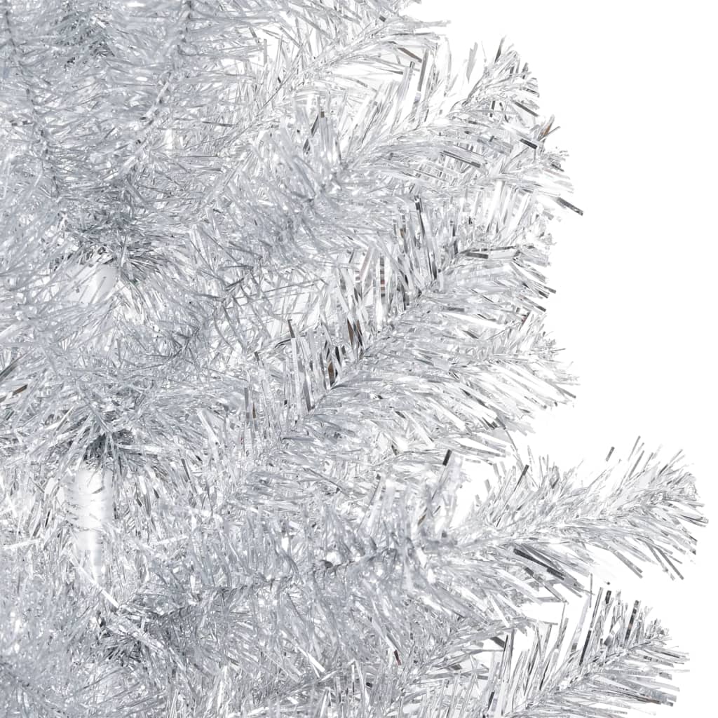 vidaXL Osvetlený umelý vianočný stromček+stojan, strieborný 120 cm PET