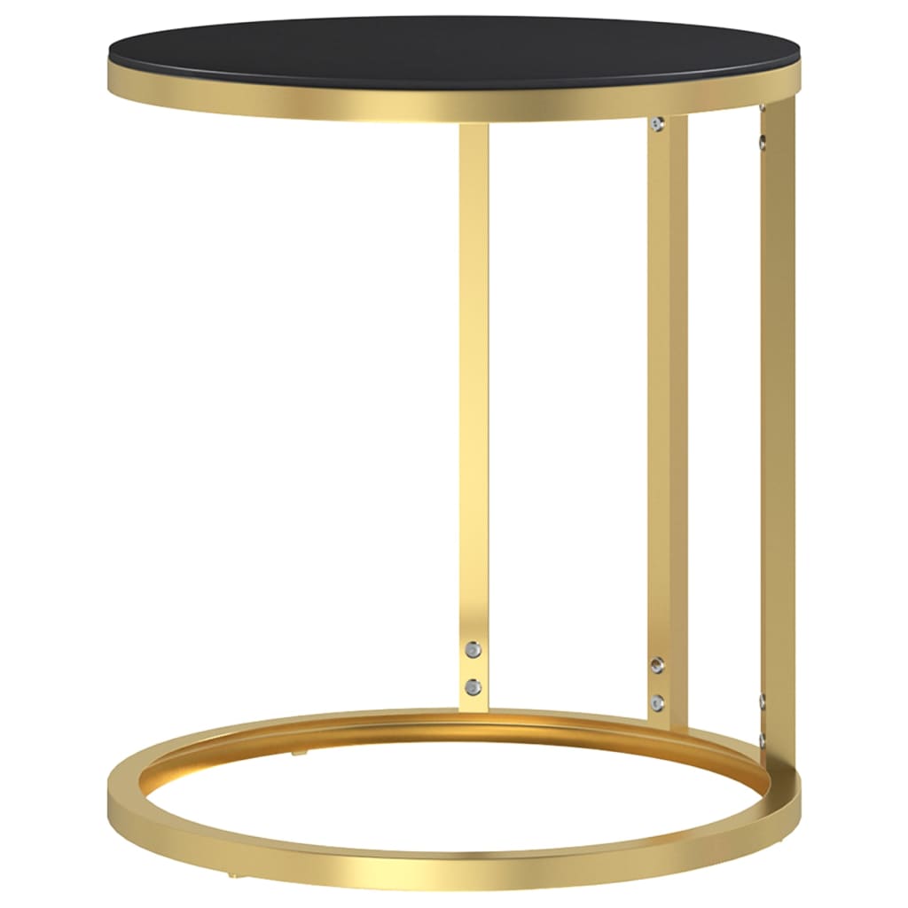 vidaXL Bočný stolík zlatý a čierny 45 cm tvrdené sklo