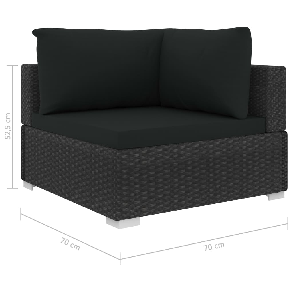vidaXL 6-dielna záhradná sedacia súprava s vankúšmi čierna polyratanová