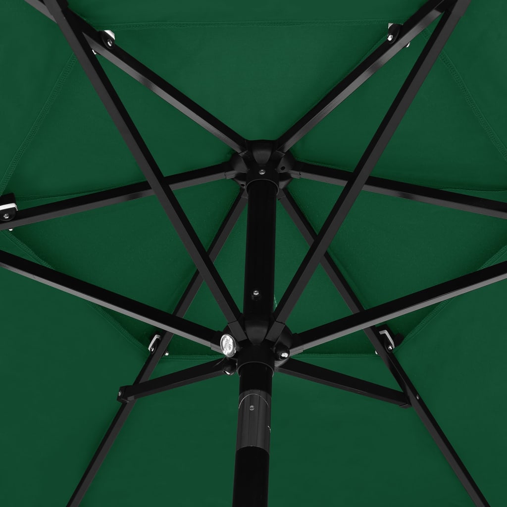 vidaXL 3-stupňový slnečník s hliníkovou tyčou zelený 2,5 m