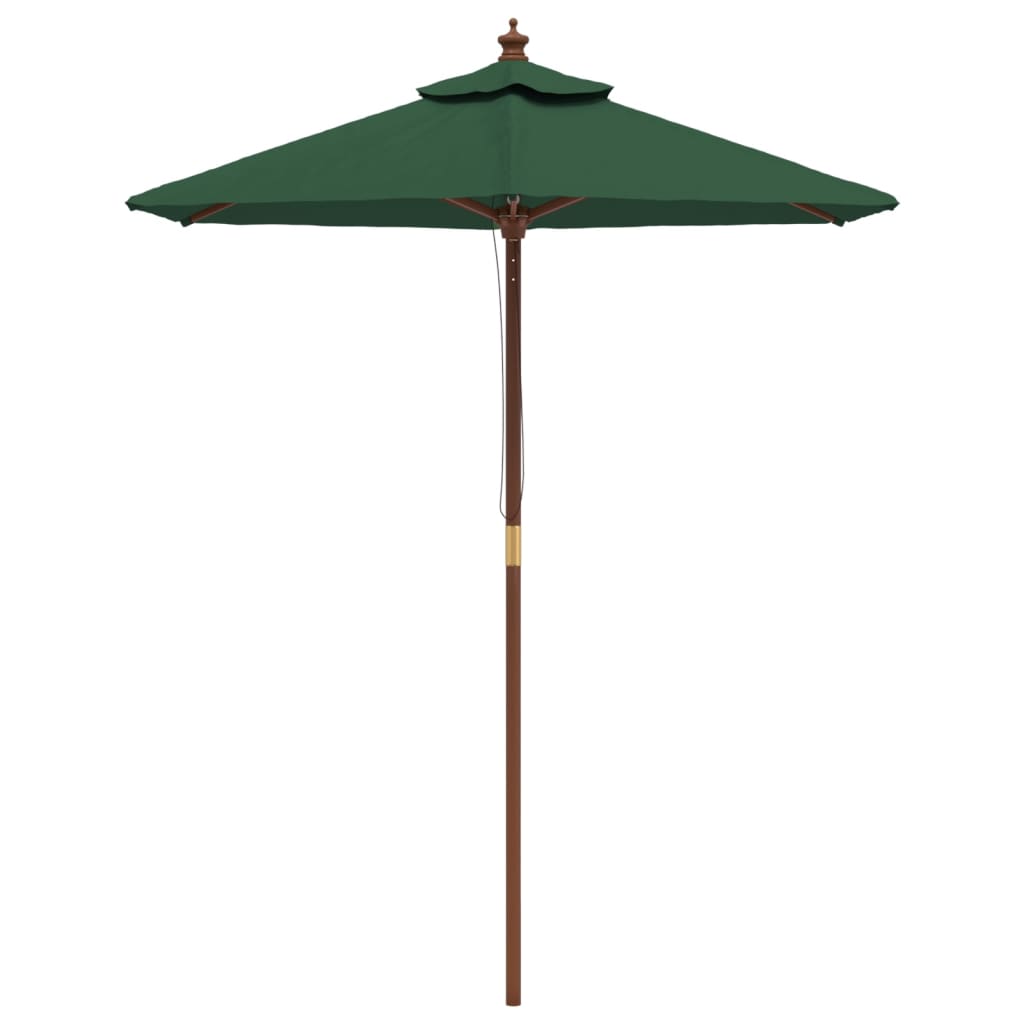 vidaXL Záhradný slnečník s drevenou tyčou zelený 196x231 cm