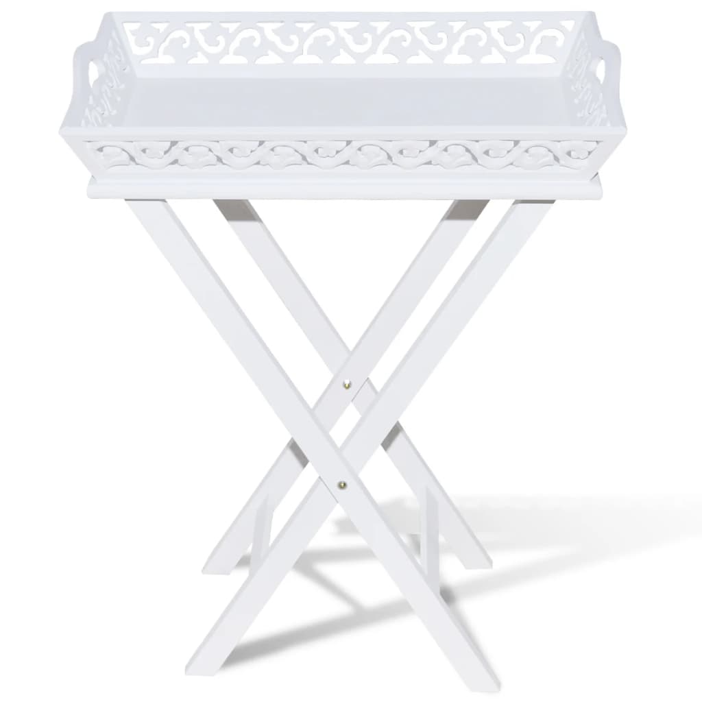 vidaXL Príručný stolík s podnosom, biely