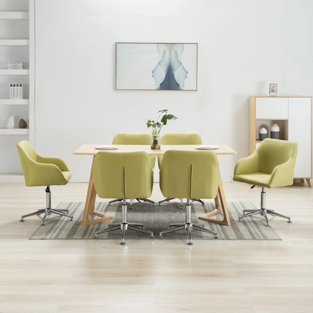 vidaXL Otočné jedálenské stoličky 6 ks, zelené, látka