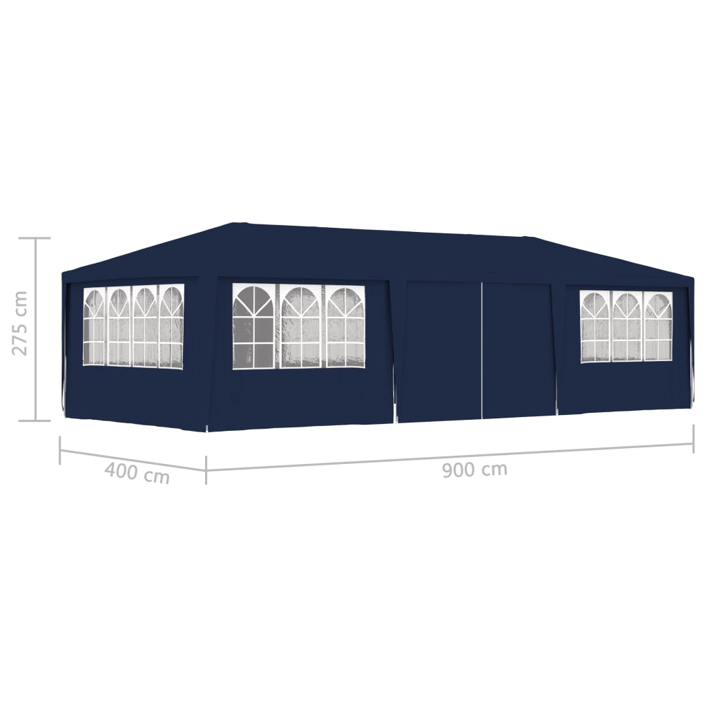 vidaXL Profesionálny párty stan+bočné steny 4x9 m, modrý 90 g/m²
