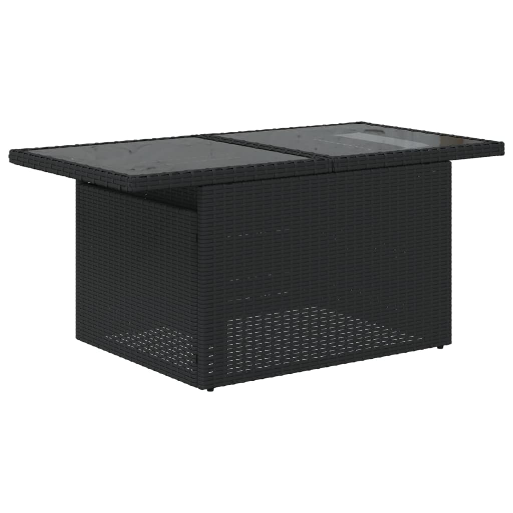 vidaXL Záhradný stôl so sklenenou doskou čierny 100x55x73 cm polyratan