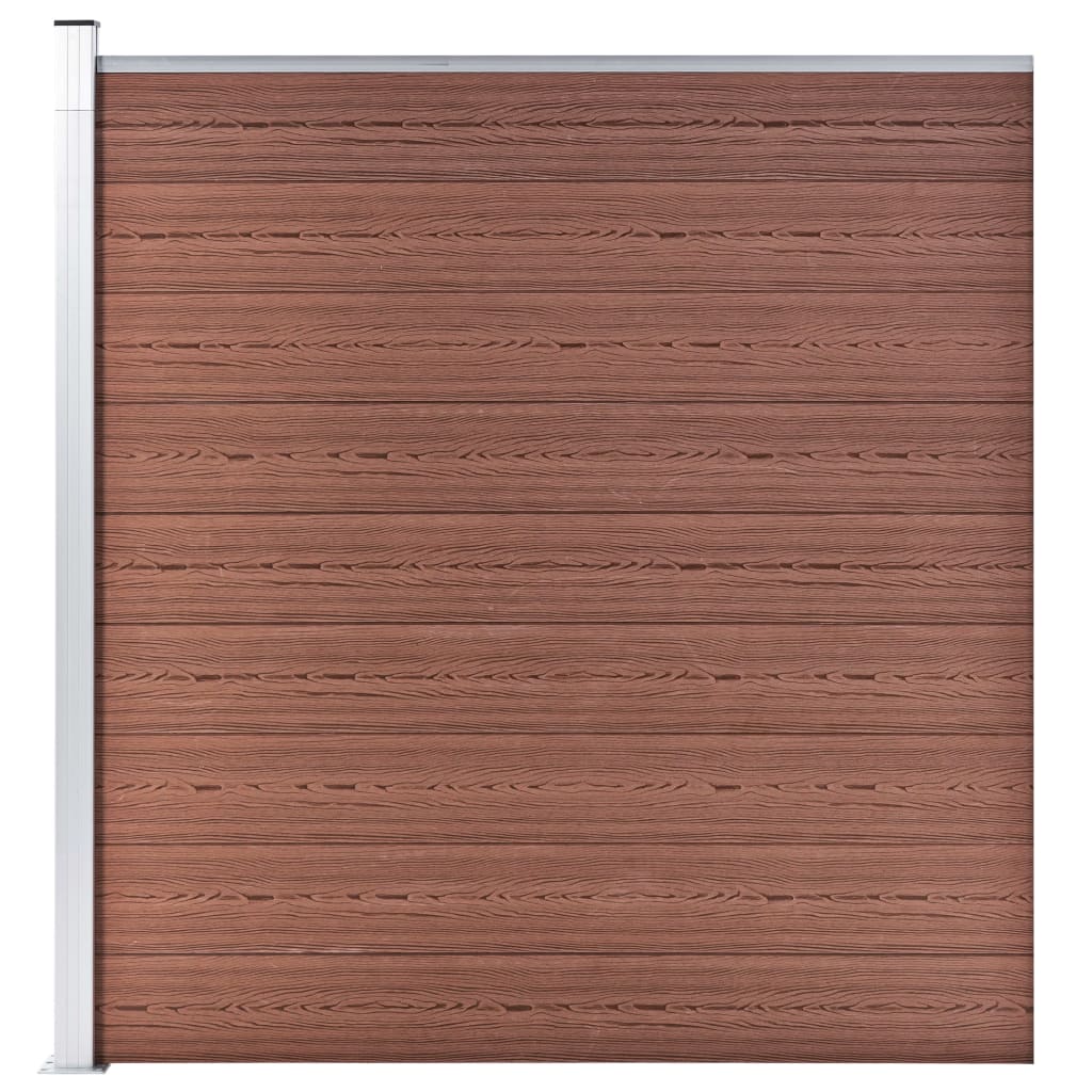 vidaXL WPC plot, 10 štvorcových + 1 zošikmený diel 1830x186 cm, hnedý