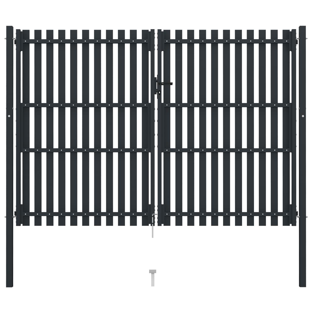 vidaXL Dvojkrídlová plotová brána, oceľ 306x250 cm, antracitová
