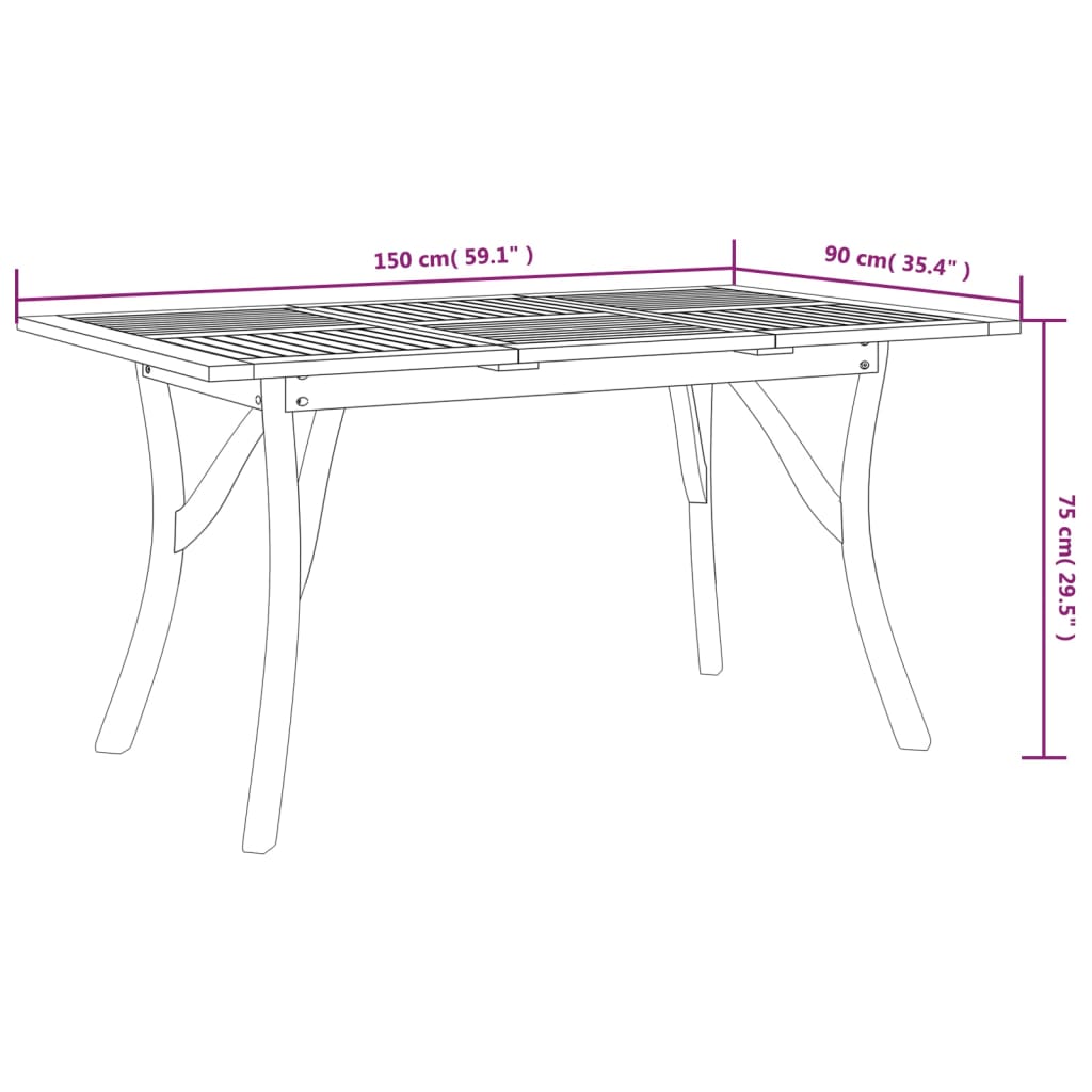 vidaXL Záhradný stôl 150x90x75 cm akáciový masív