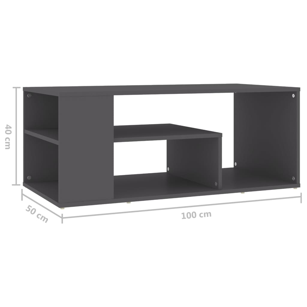 vidaXL Konferenčný stolík sivý 100x50x40 cm drevotrieska