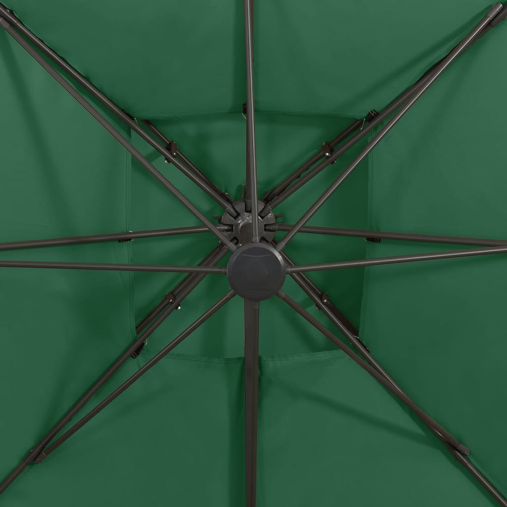 vidaXL Závesný slnečník s dvojitou strieškou 300x300 cm zelený