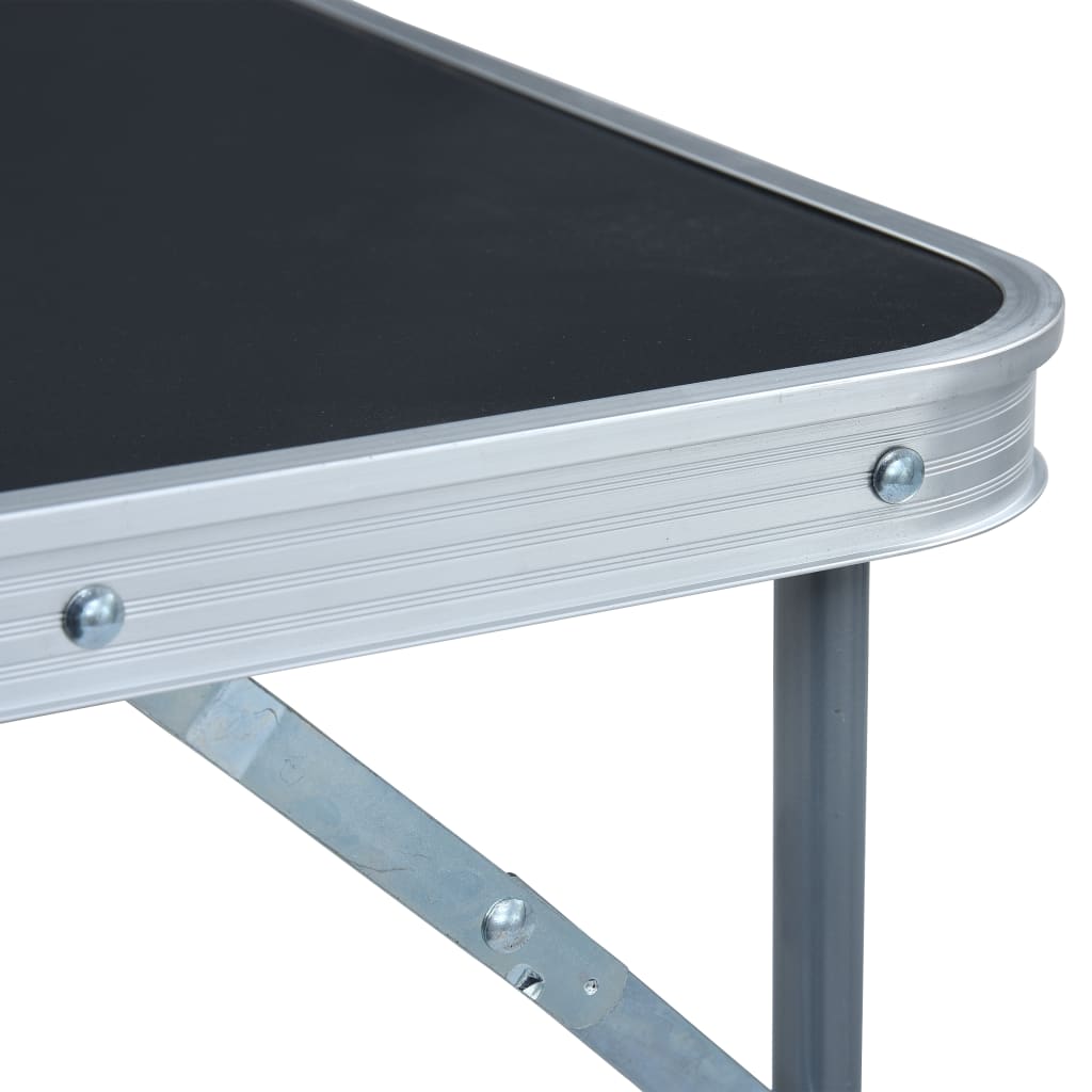 vidaXL Skladací kempingový stôl s kovovým rámom sivý 80x60 cm
