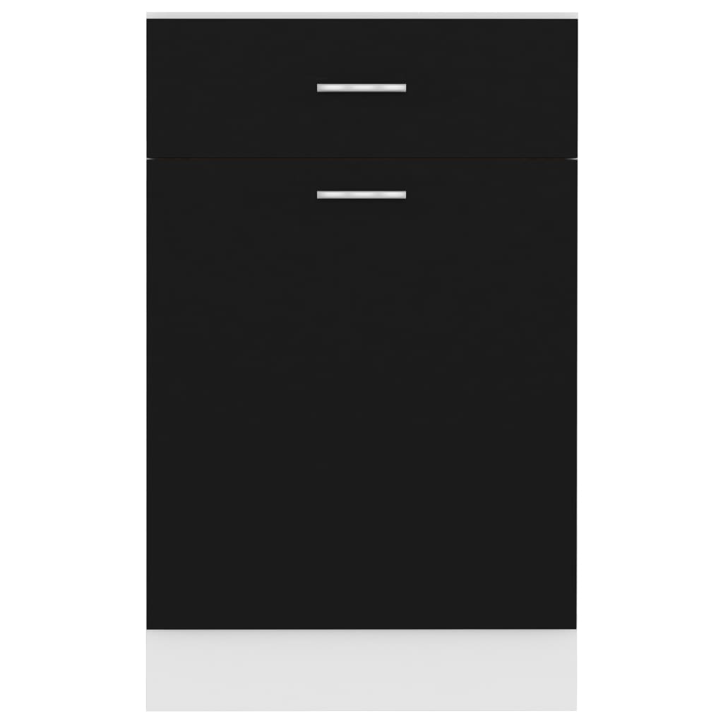 vidaXL Spodná skrinka+zásuvka, čierna 50x46x81,5 cm, kompozitné drevo