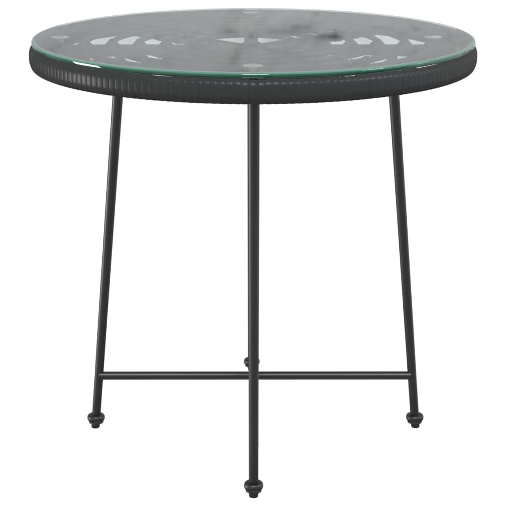 vidaXL Jedálenský stôl čierny Ø80 cm tvrdené sklo a oceľ