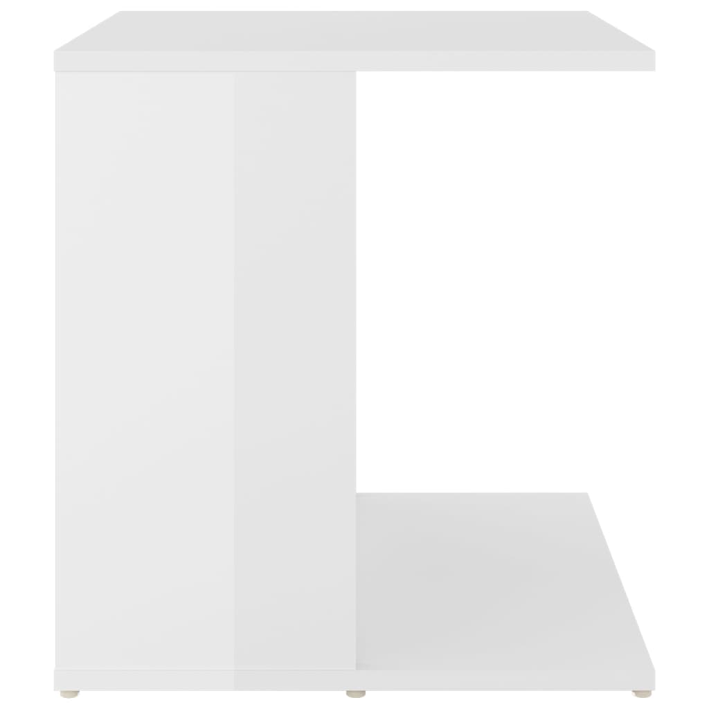 vidaXL Príručný stolík lesklý biely 45x45x48 cm drevotrieska