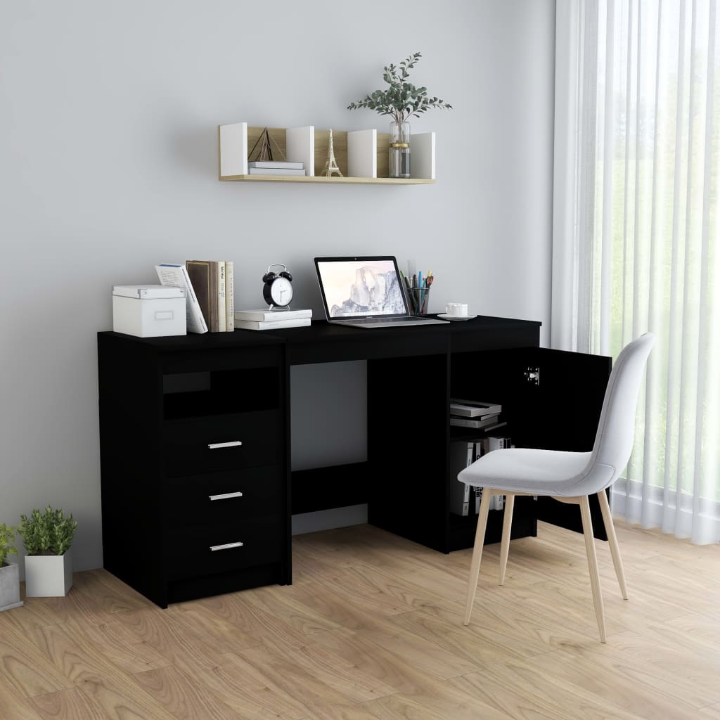 vidaXL Písací stôl čierny 140x50x76 cm drevotrieska