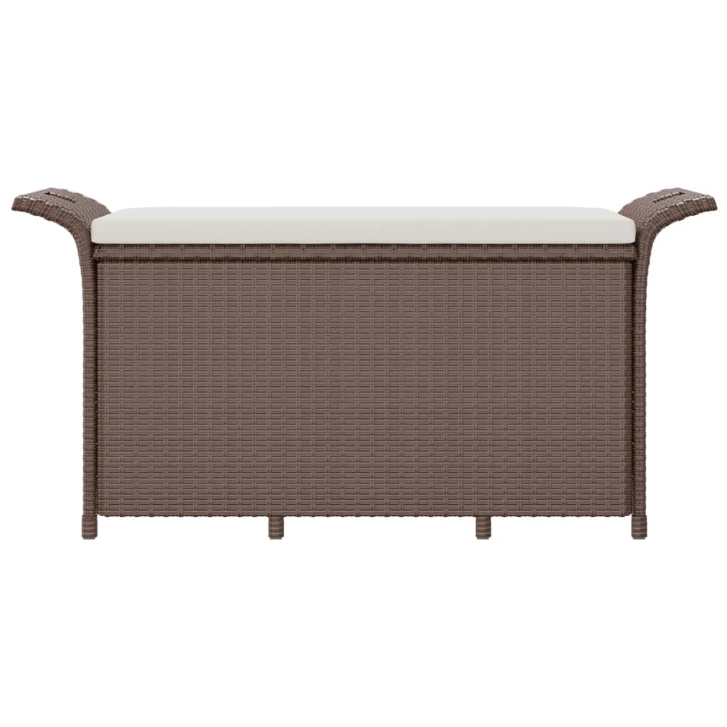 vidaXL Záhradná lavička s vankúšmi hnedá 116x46x57 cm polyratan