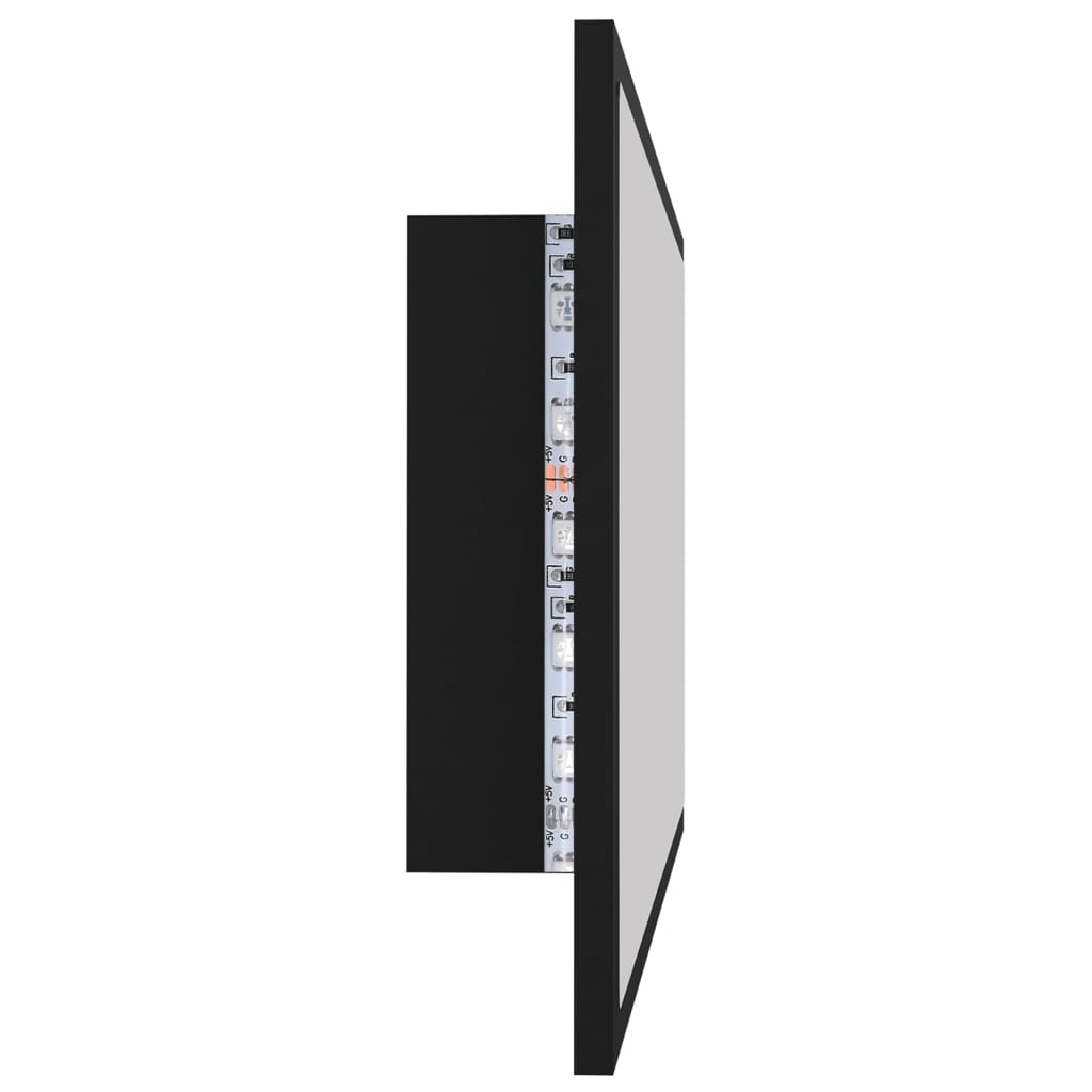 vidaXL Kúpeľňové LED zrkadlo čierne 80x8,5x37 cm akryl